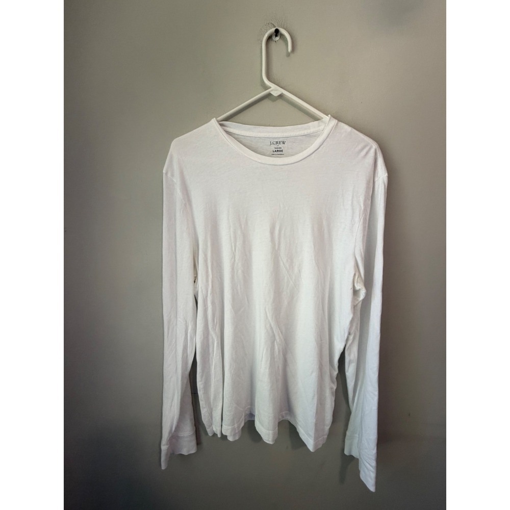 J.Crew Re-Imagined Mens White Washed Long Sleeve Cotton T-Shirt Large